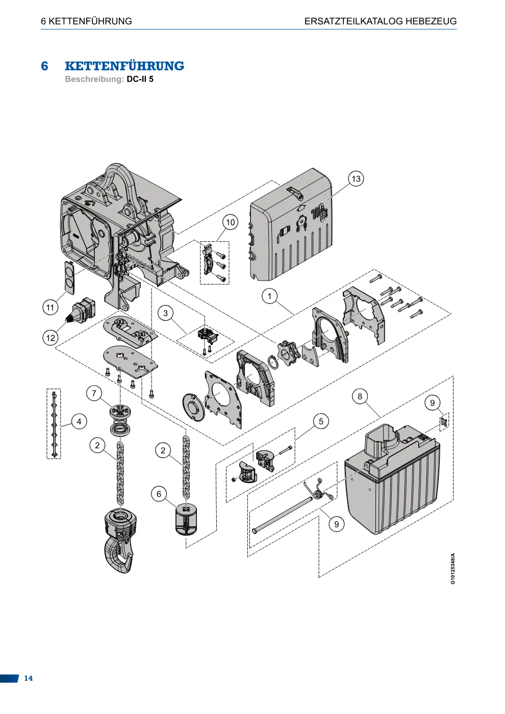Demag DC-II – KETTENFÜHRUNG ERSATZTEILKATALOG HEBEZEUG, Zeichnung Seite 14