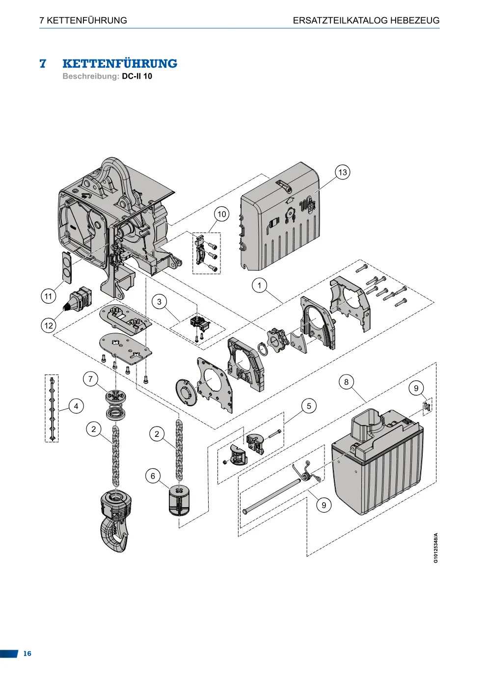 Demag DC-II – KETTENFÜHRUNG ERSATZTEILKATALOG HEBEZEUG, Zeichnung Seite 16