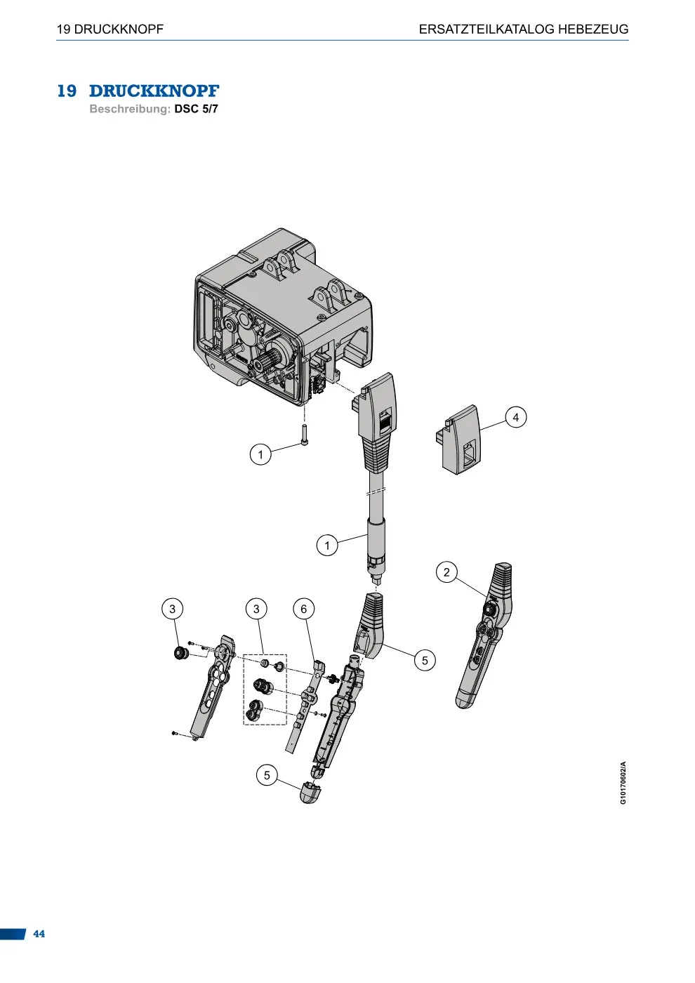 Demag DC-II – DRUCKKNOPF ERSATZTEILKATALOG HEBEZEUG, Zeichnung Seite 44