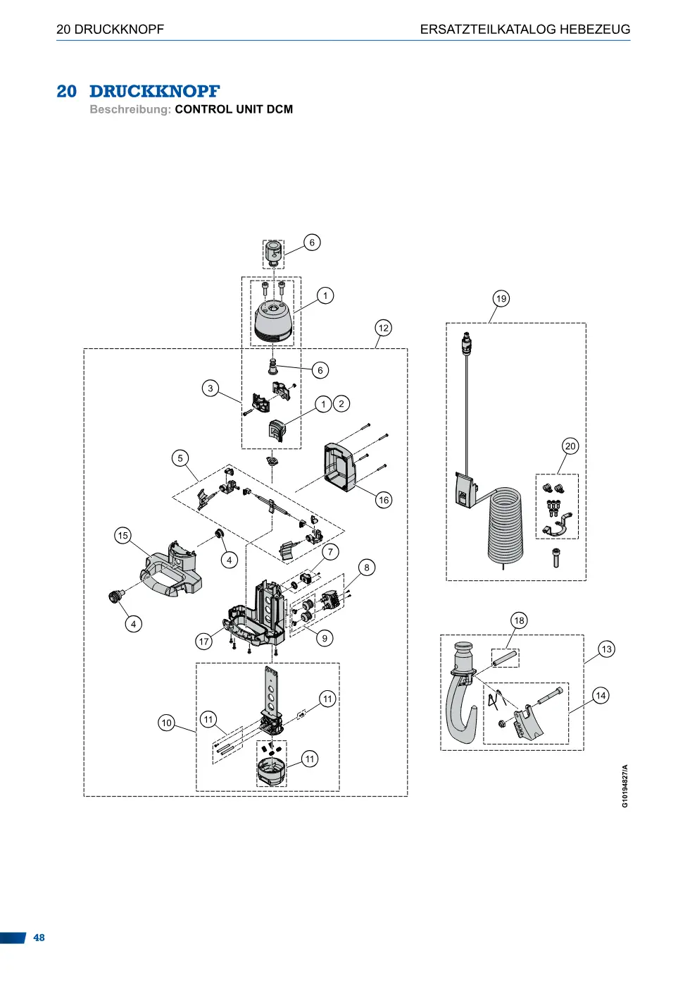 Demag DC-II – DRUCKKNOPF ERSATZTEILKATALOG HEBEZEUG, Zeichnung Seite 48