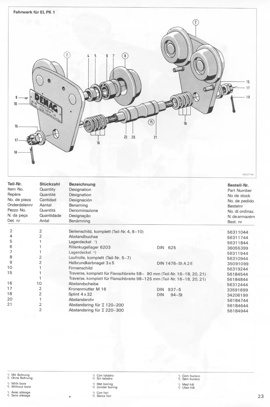 Demag PK 1 – Fahrwerk für EL PK 1, Zeichnung Seite 25