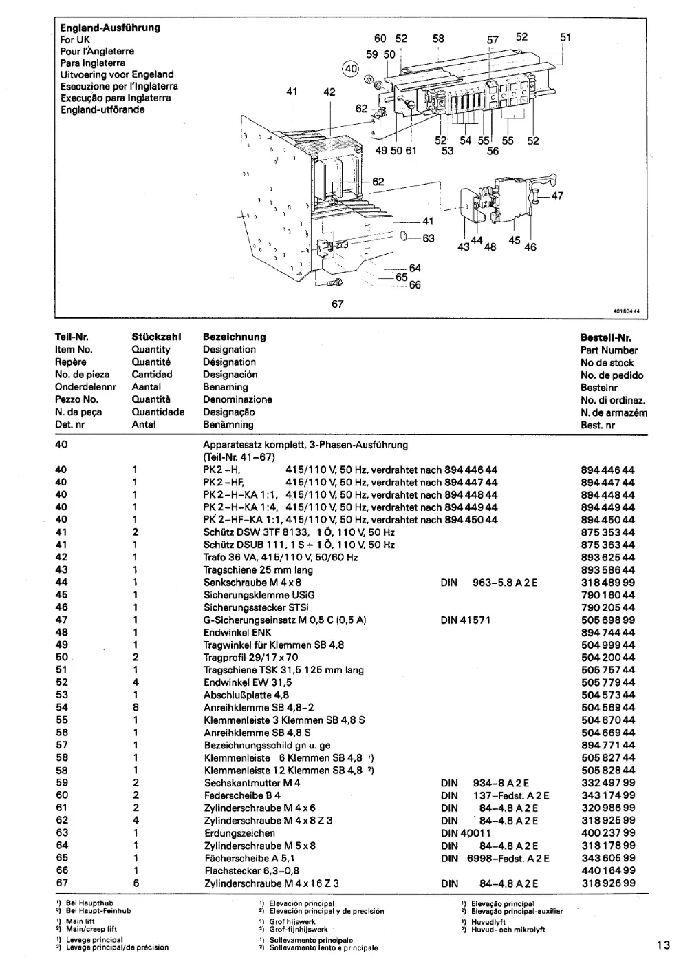 Demag PK 2 – England-Ausführung / For UK, Zeichnung Seite 15
