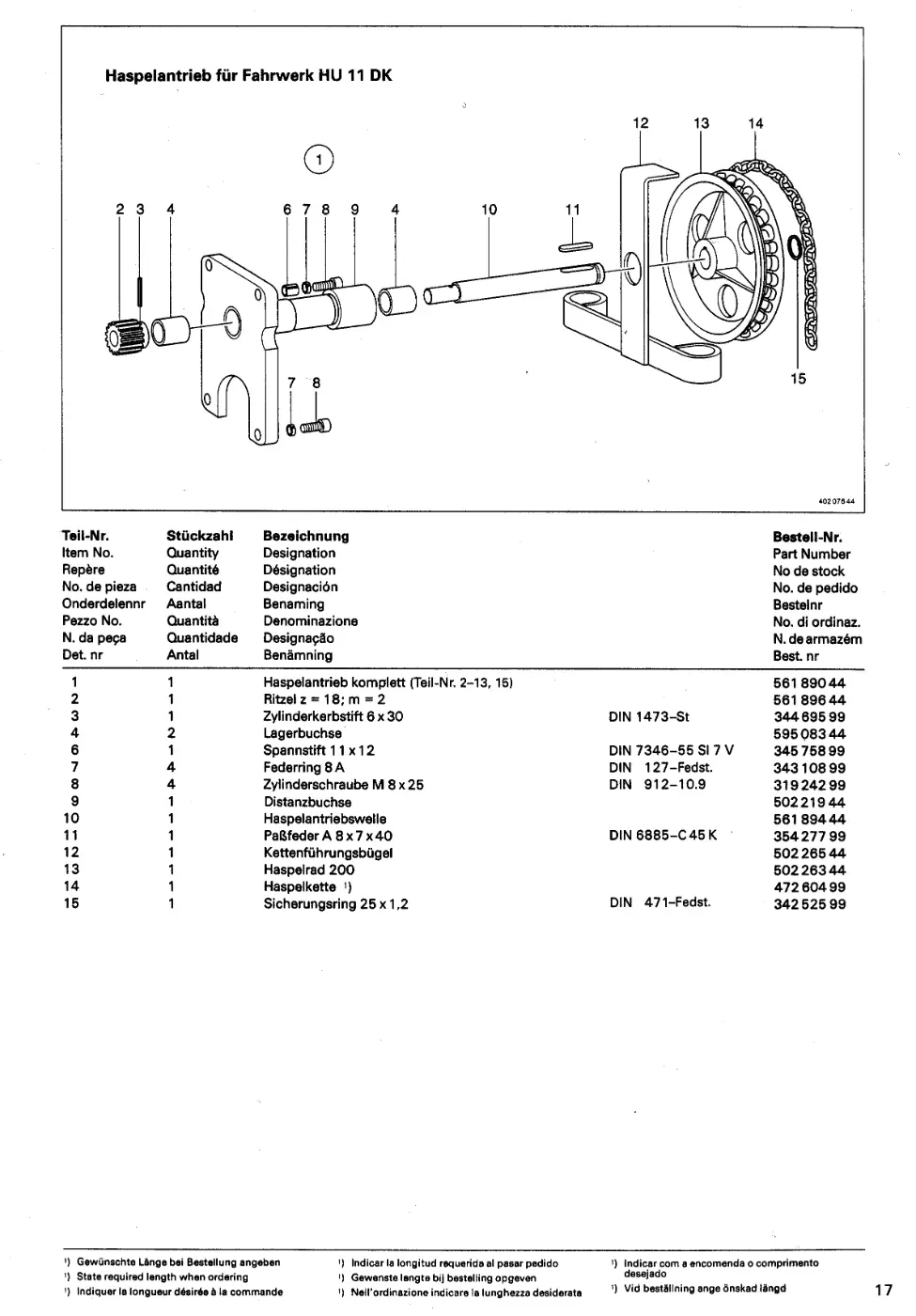 Demag PK 2 – Haspelantrieb für Fahrwerk HU 11 DK, Zeichnung Seite 19