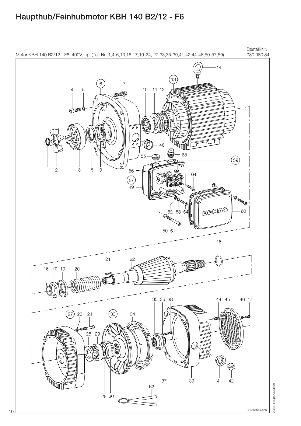 Demag DH 300 – Haupthub/Feinhubmotor KBH 140 B2/12 - F6, Zeichnung Seite 10