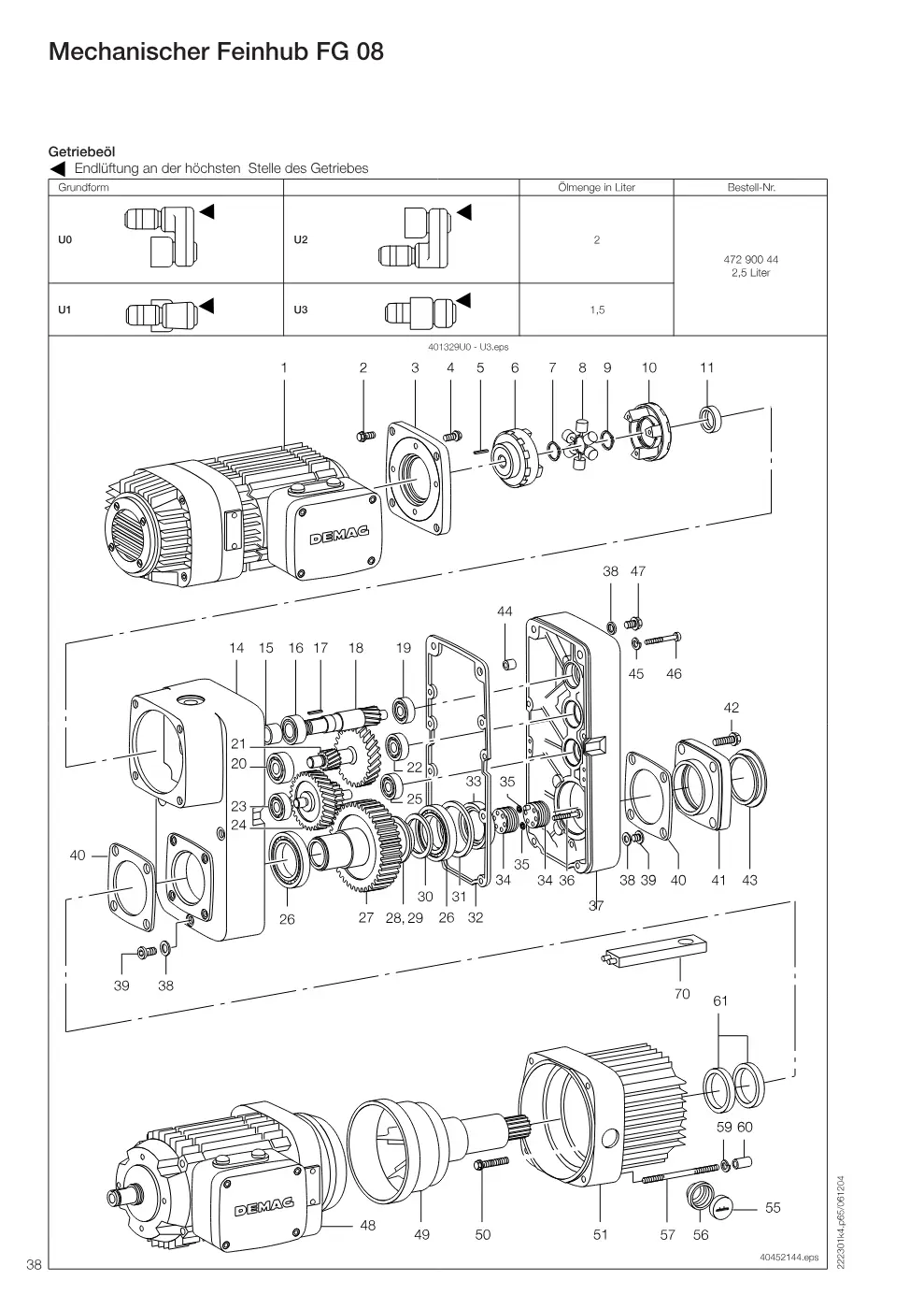 Demag DH 300 – Mechanischer Feinhub FG 08, Zeichnung Seite 38