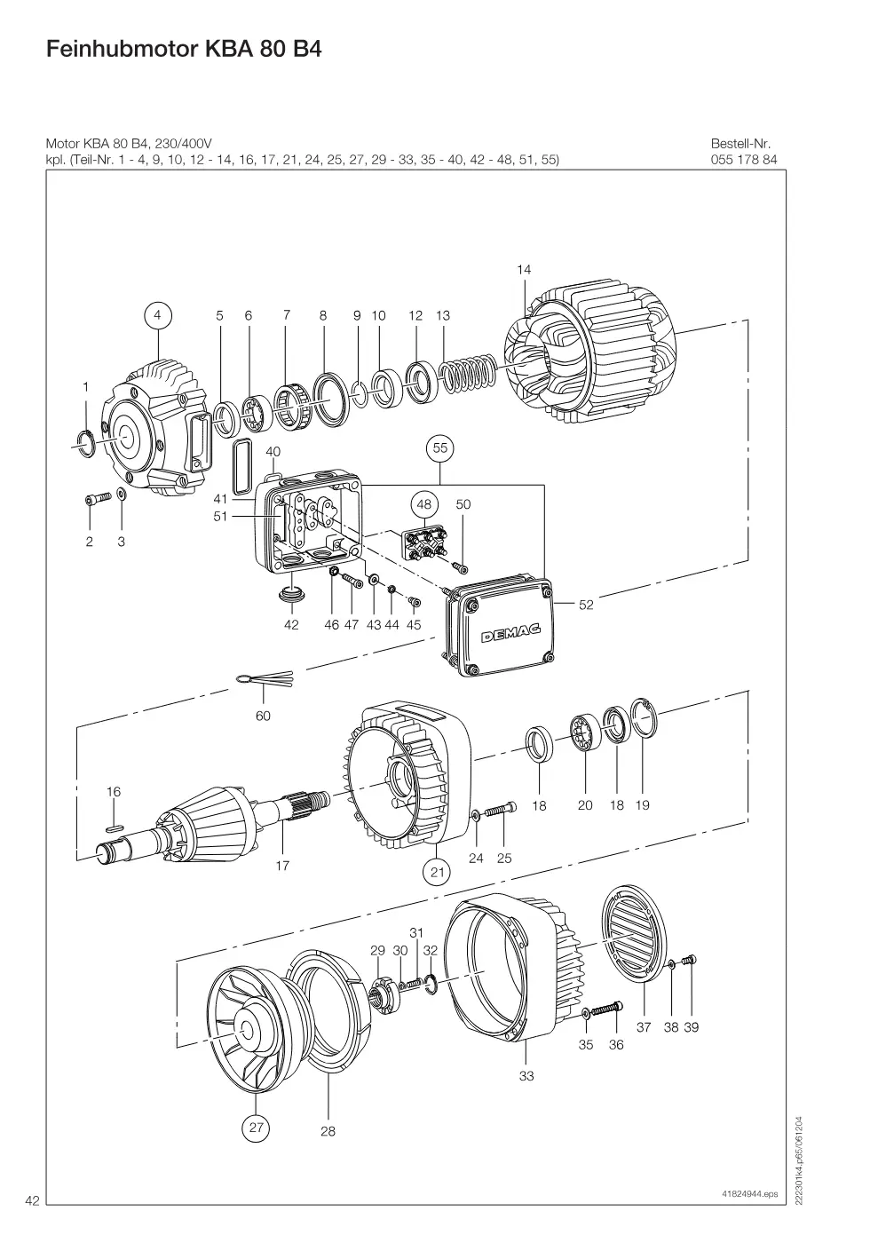 Demag DH 300 – Feinhubmotor KBA 80 B4, Zeichnung Seite 42