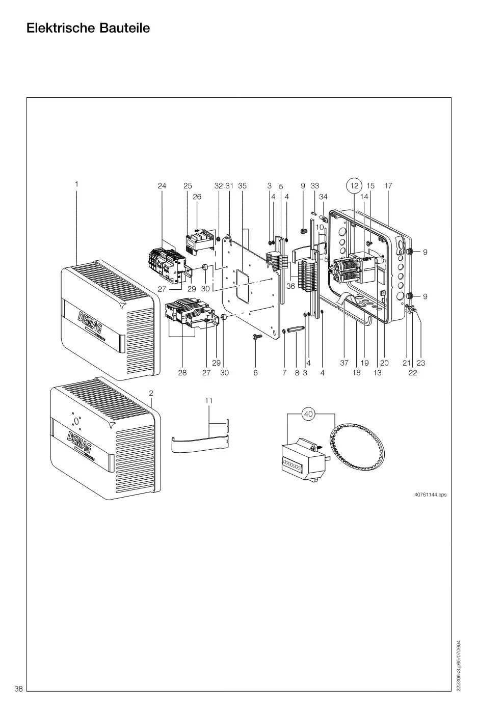Demag DH 500 – Elektrische Bauteile, Zeichnung Seite 38