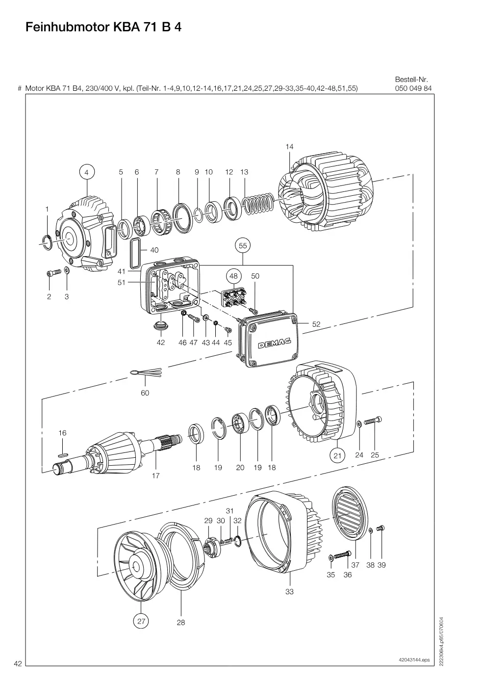 Demag DH 500 – Feinhubmotor KBA 71 B 4, Zeichnung Seite 42