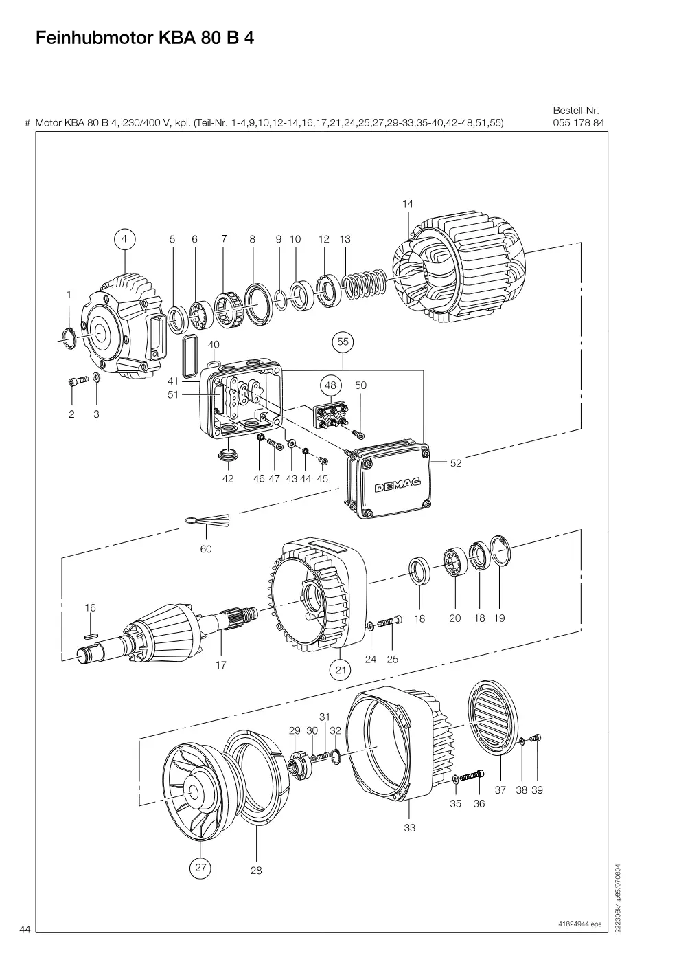 Demag DH 500 – Feinhubmotor KBA 80 B 4, Zeichnung Seite 44