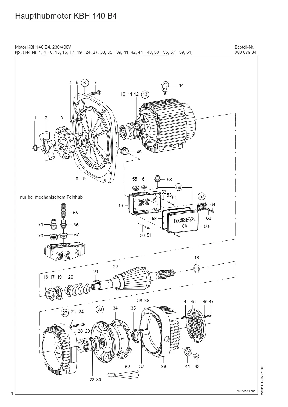 Demag DH 1000 – Haupthubmotor KBH 140 B4, Zeichnung Seite 4