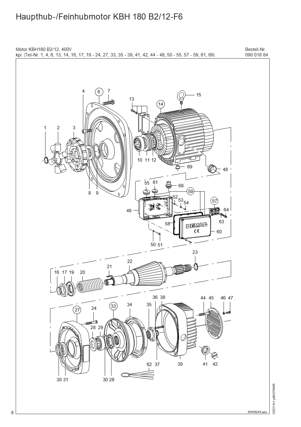 Demag DH 1000 – Haupthub-/Feinhubmotor KBH 180 B2/12-F6, Zeichnung Seite 8