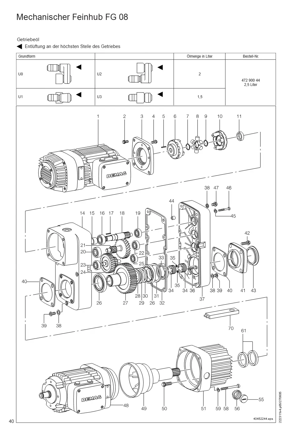 Demag DH 1000 – Mechanischer Feinhub FG 08, Zeichnung Seite 40