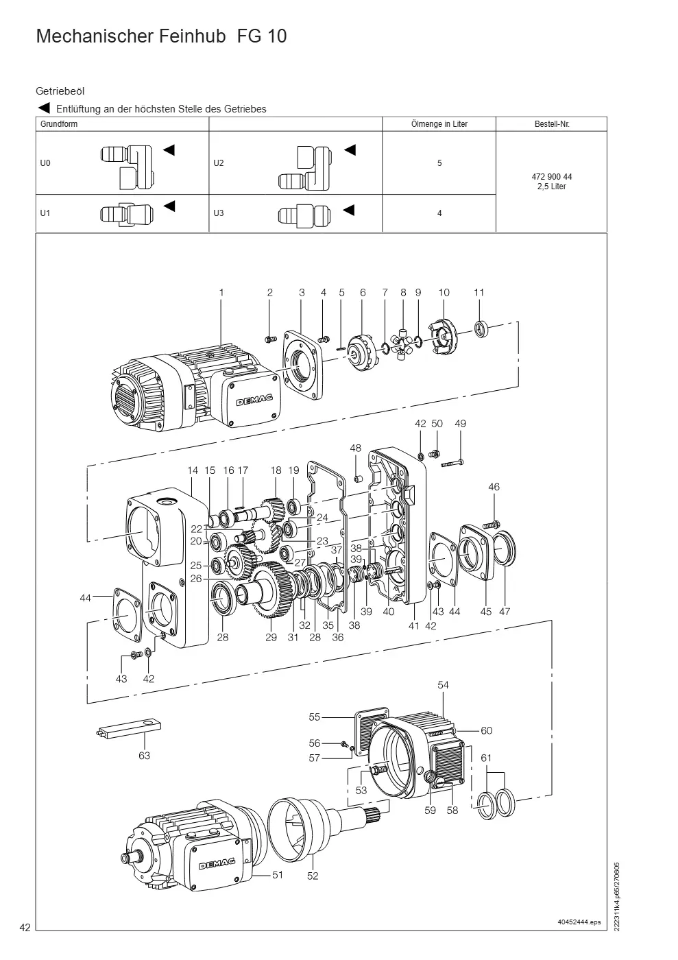 Demag DH 1000 – Mechanischer Feinhub FG 10, Zeichnung Seite 42