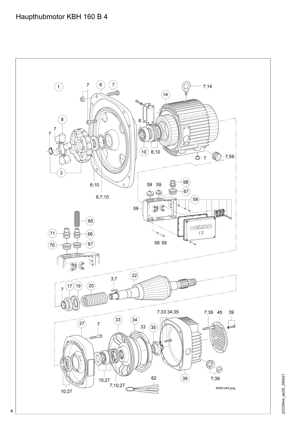 Demag DH 2000, Seil ø 28 – Haupthubmotor KBH 160 B 4, Zeichnung Seite 4