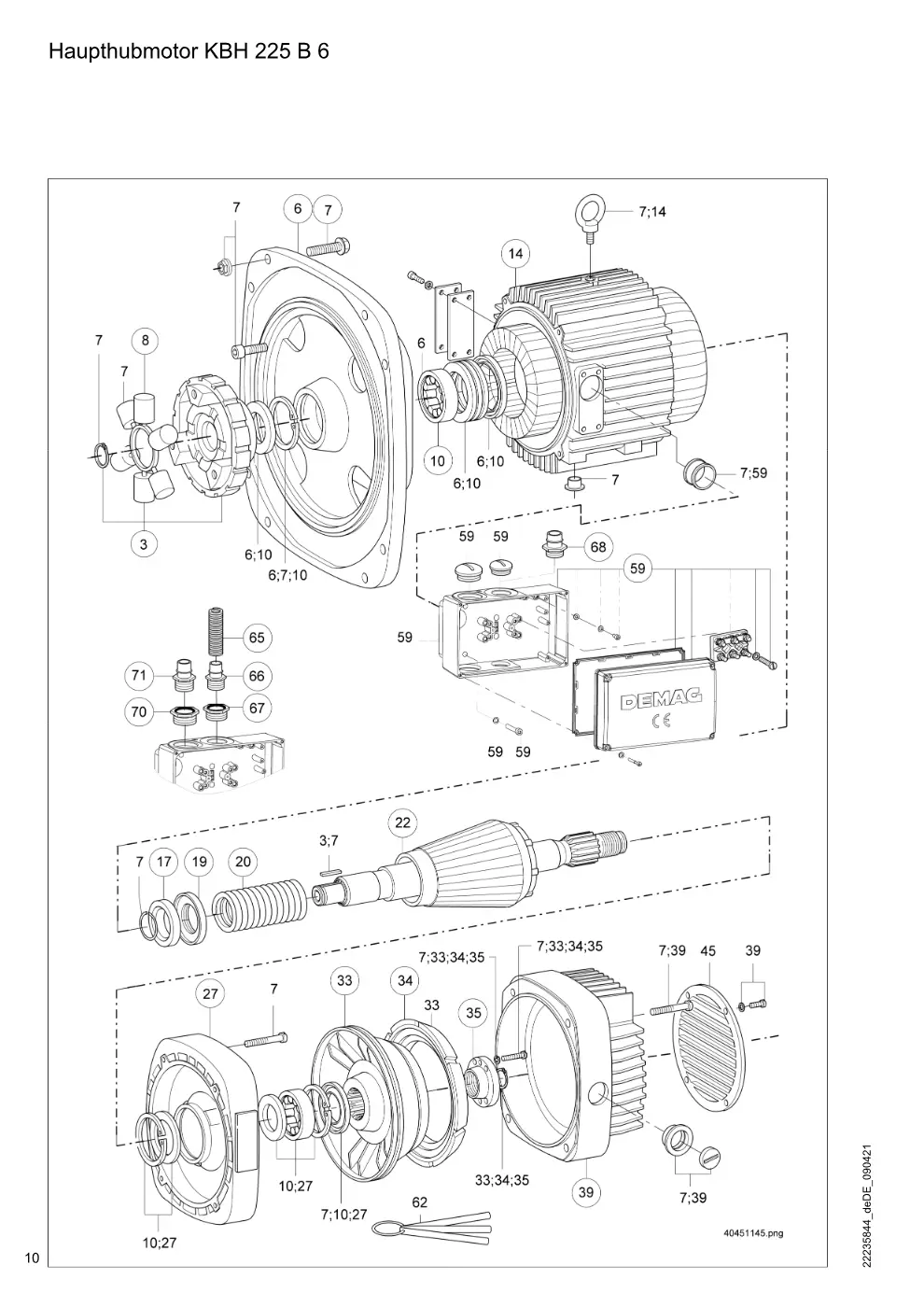 Demag DH 2000, Seil ø 28 – Haupthubmotor KBH 225 B 6, Zeichnung Seite 10