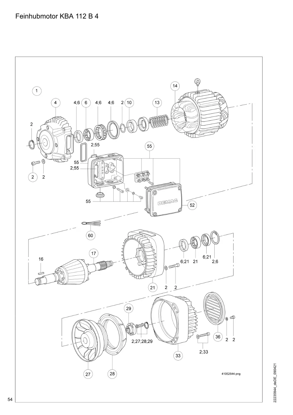 Demag DH 2000, Seil ø 28 – Feinhubmotor KBA 112 B 4, Zeichnung Seite 54