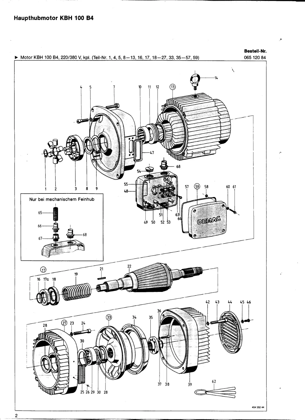 Demag EKDH 312 H 13 4/1 – Haupthubmotor KBH 100 B4, Zeichnung Seite 3