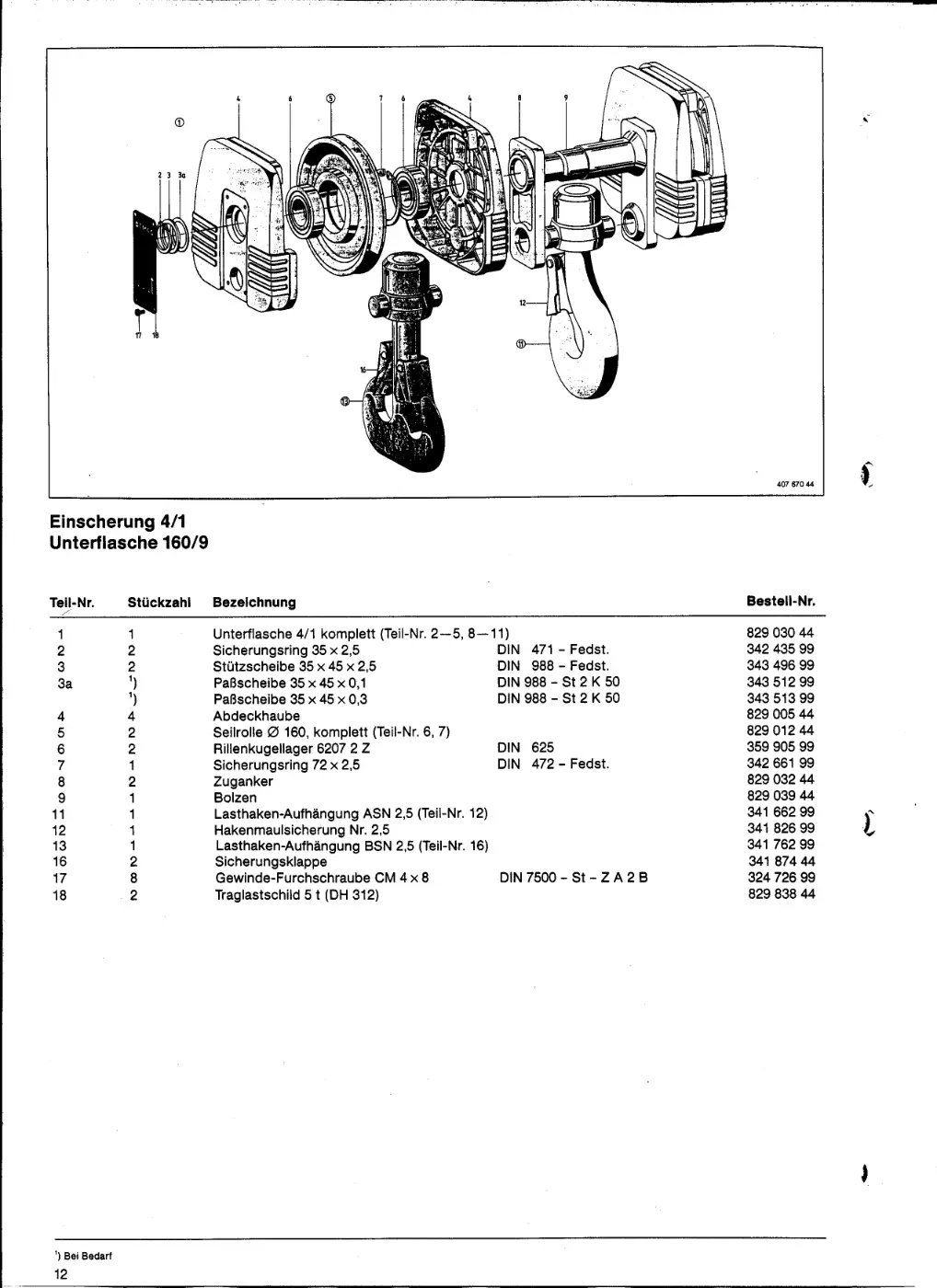 Demag EKDH 312 H 13 4/1 – Einscherung 4/1, Zeichnung Seite 12