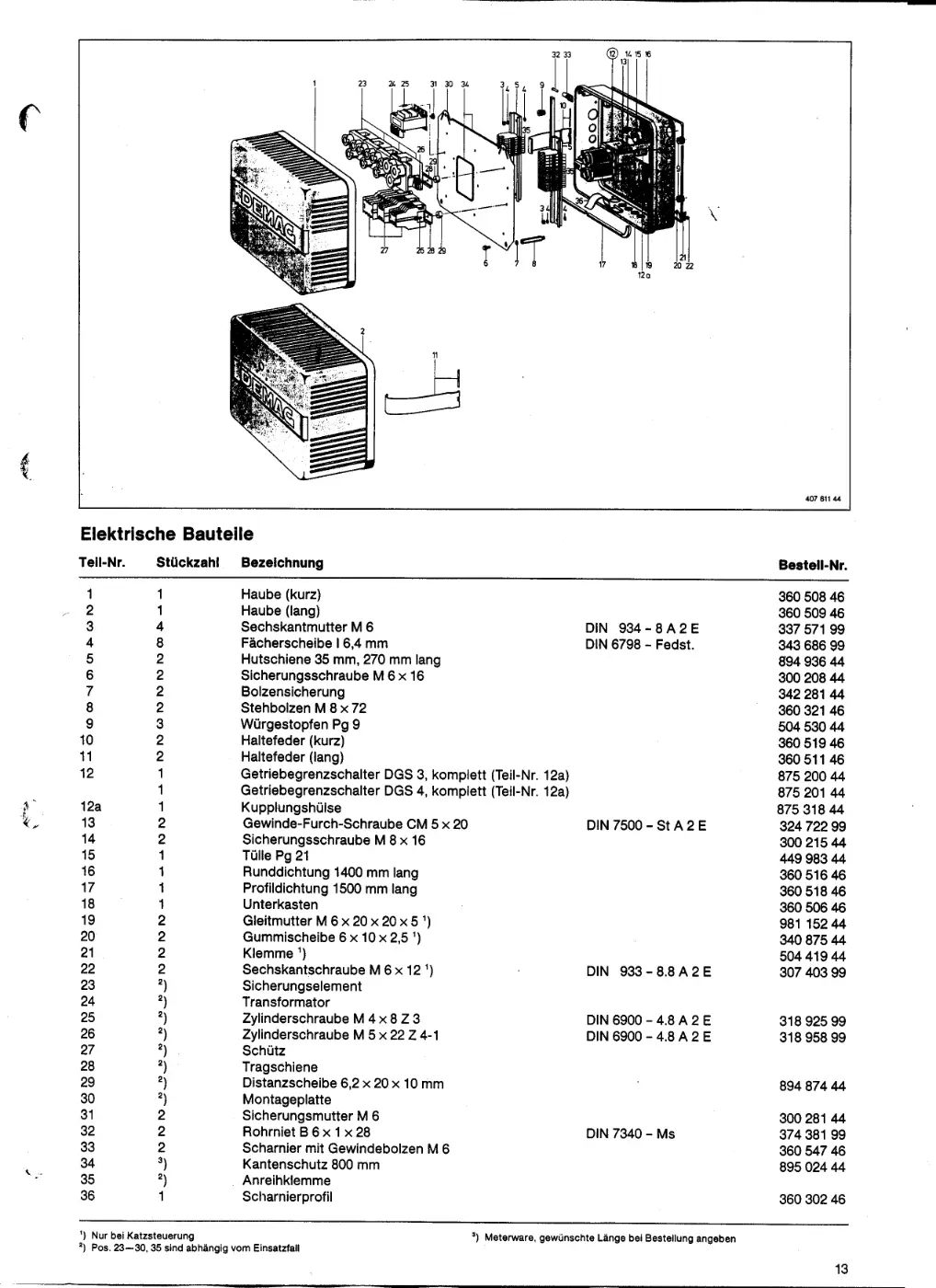 Demag EKDH 312 H 13 4/1 – Elektrische Bauteile, Zeichnung Seite 13
