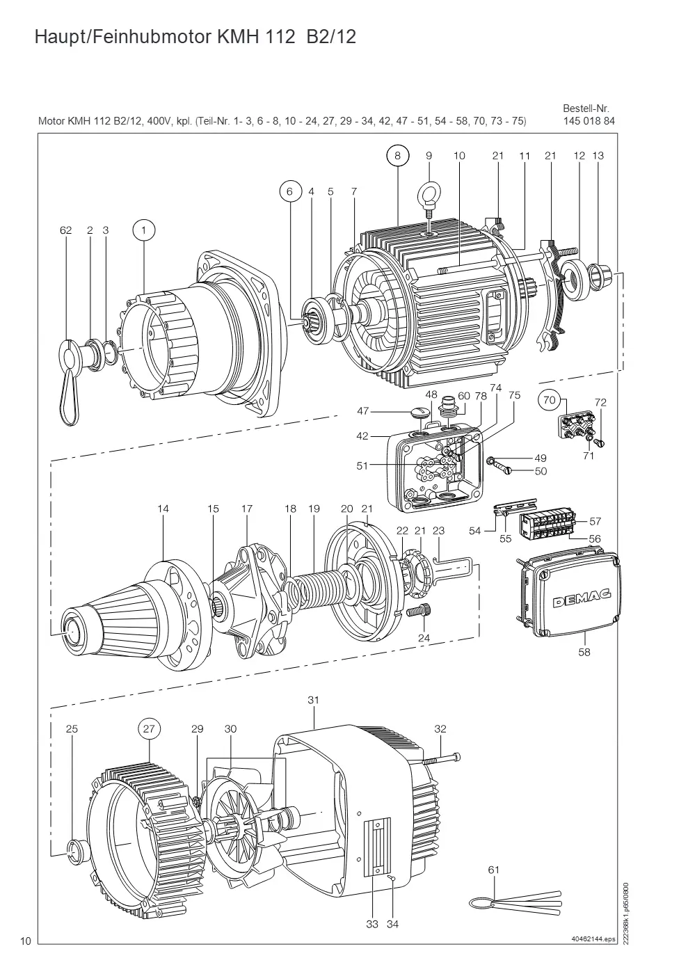 Demag DH 200 – Haupt/Feinhubmotor KMH 112 B2/12, Zeichnung Seite 10