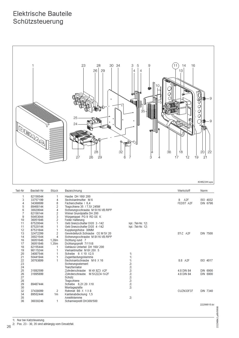 Demag DH 200 – Elektrische Bauteile Schützsteuerung, Zeichnung Seite 26