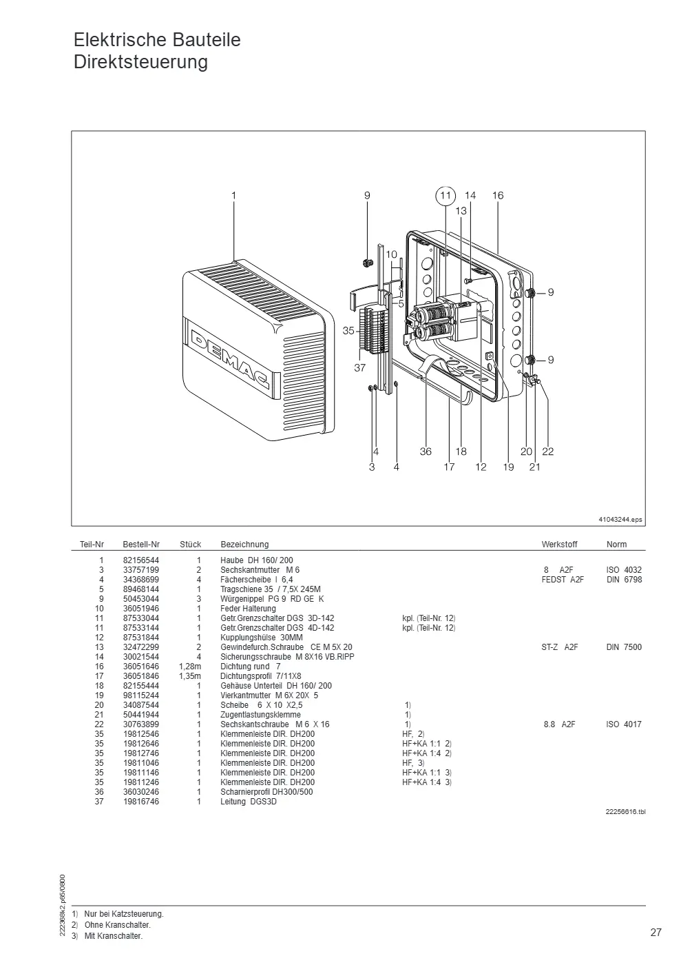 Demag DH 200 – Elektrische Bauteile Direktsteuerung, Zeichnung Seite 27