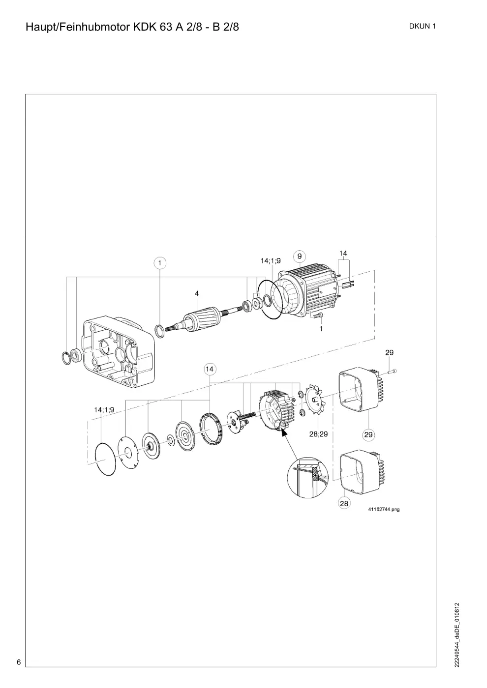 Demag DKUN 1 – Haupt/Feinhubmotor KDK 63 A 2/8 - B 2/8, Zeichnung Seite 6