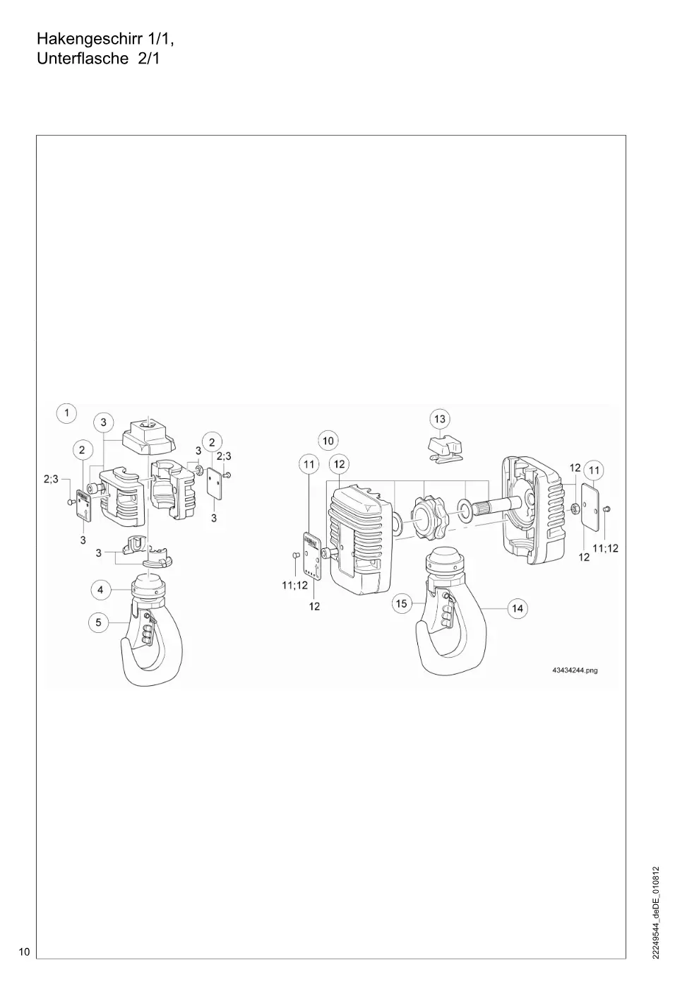 Demag DKUN 1 – Hakengeschirr 1/1, Unterflasche 2/1, Zeichnung Seite 10