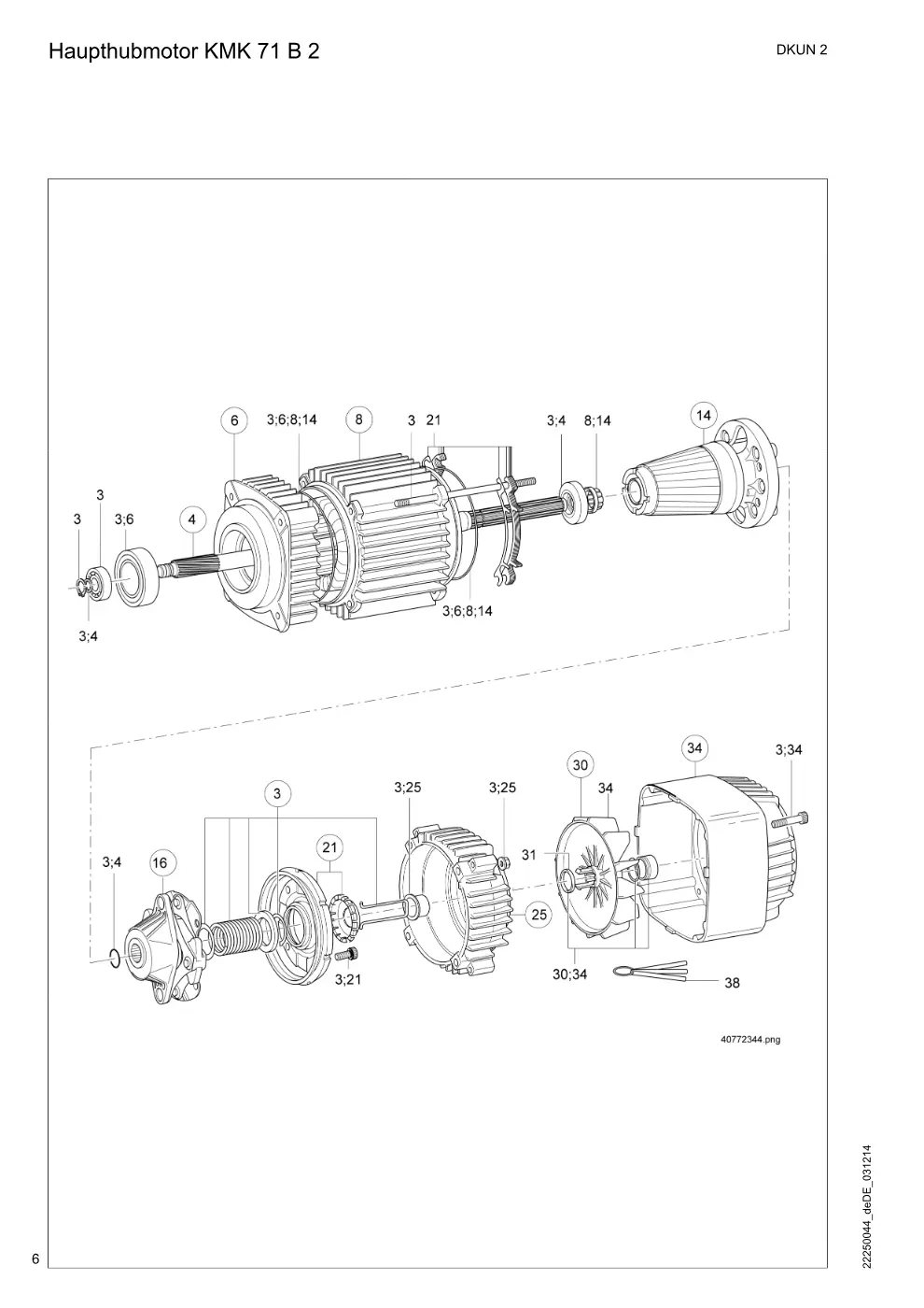 Demag DKUN 2 – Haupthubmotor KMK 71 B 2, Zeichnung Seite 6