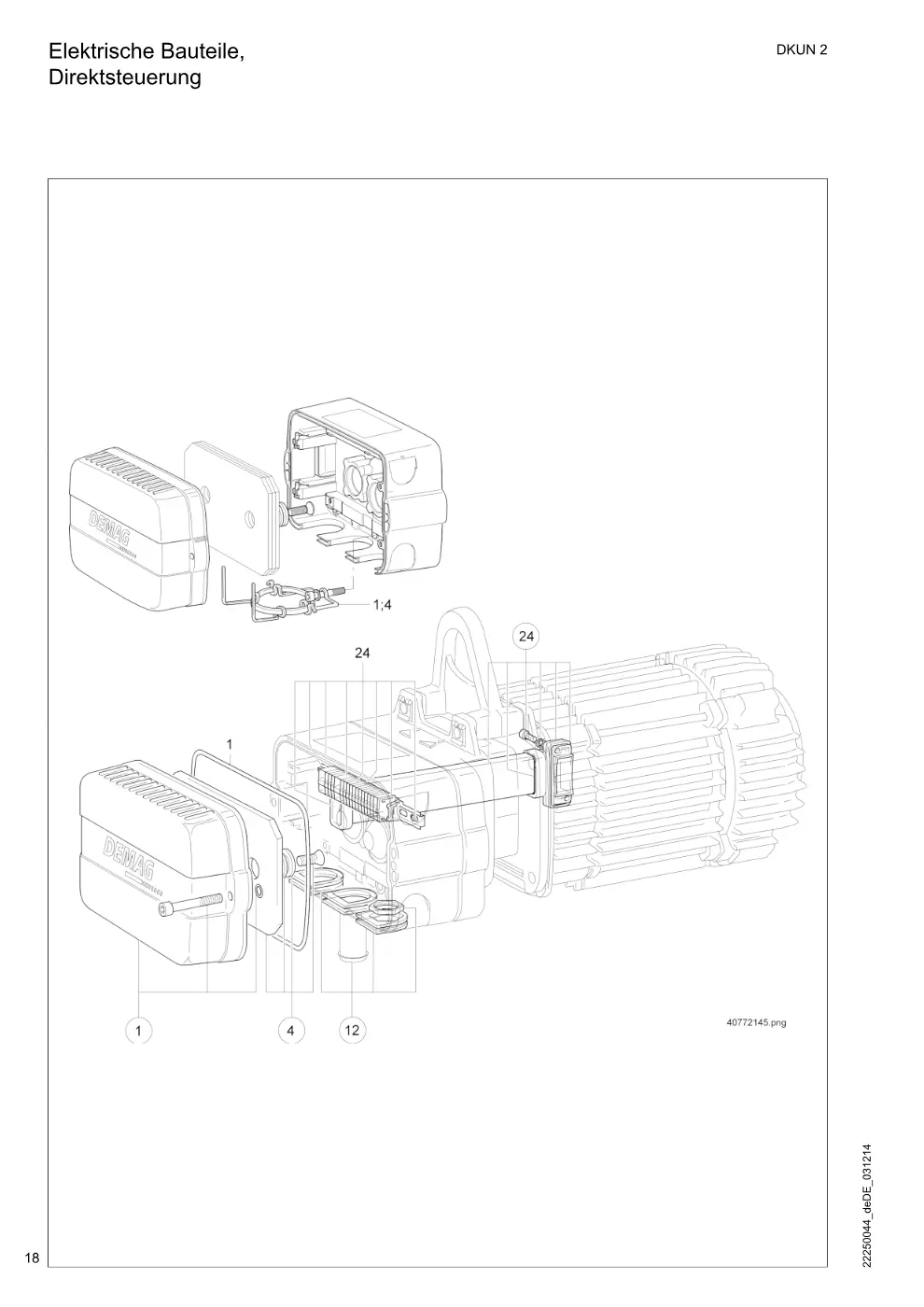 Demag DKUN 2 – Elektrische Bauteile, Direktsteuerung, Zeichnung Seite 18