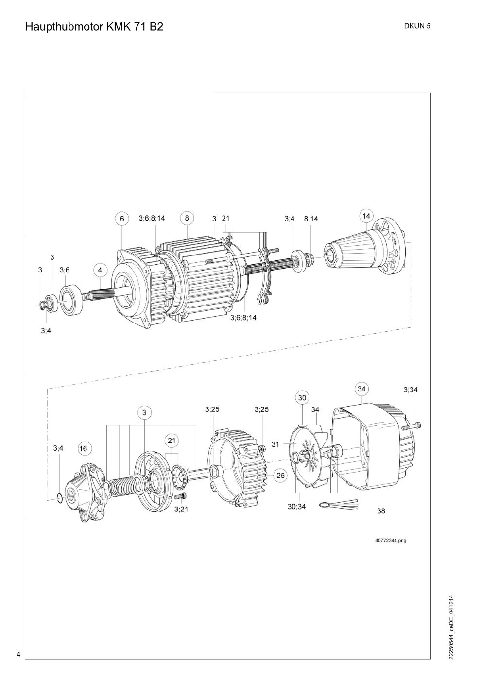 Demag DKUN 5 – Haupthubmotor KMK 71 B2, Zeichnung Seite 4