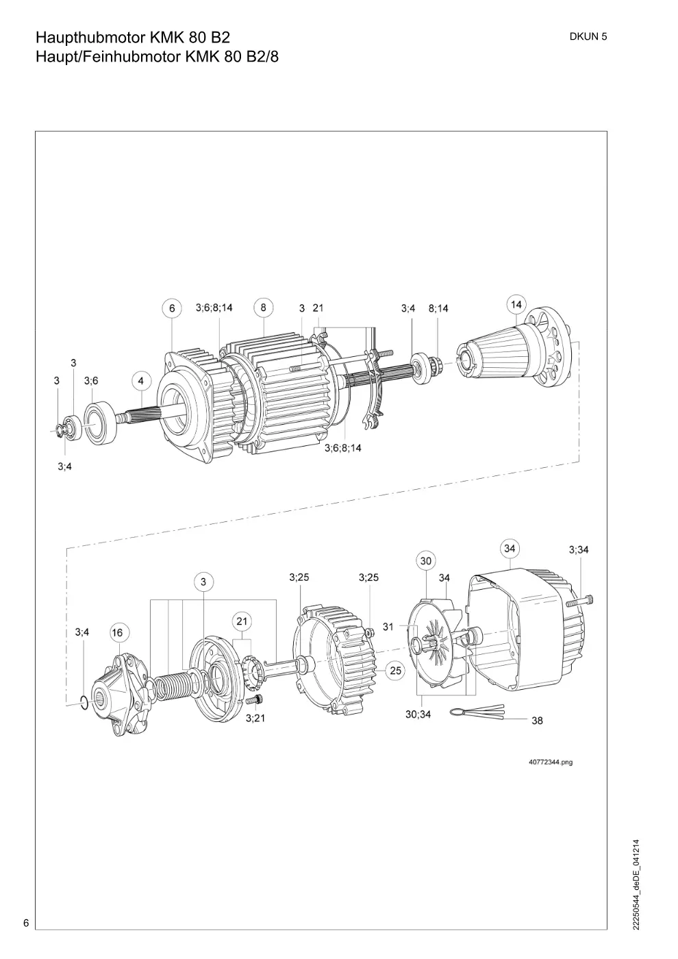 Demag DKUN 5 – Haupthubmotor KMK 80 B2 Haupt/Feinhubmotor KMK 80 B2/8, Zeichnung Seite 6