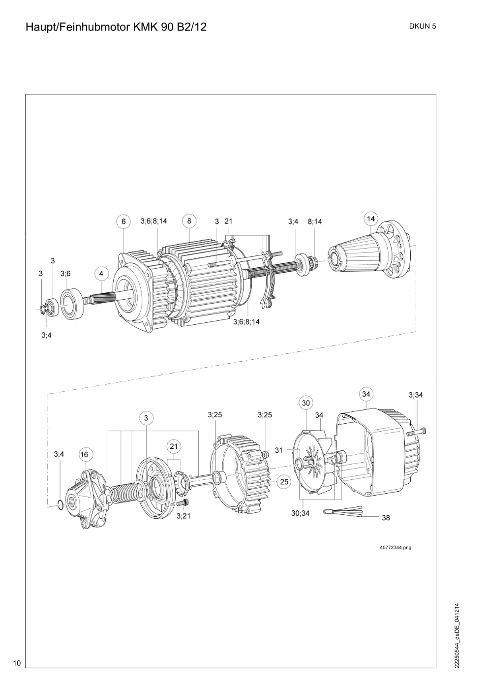 Demag DKUN 5 – Haupt/Feinhubmotor KMK 90 B2/12, Zeichnung Seite 10