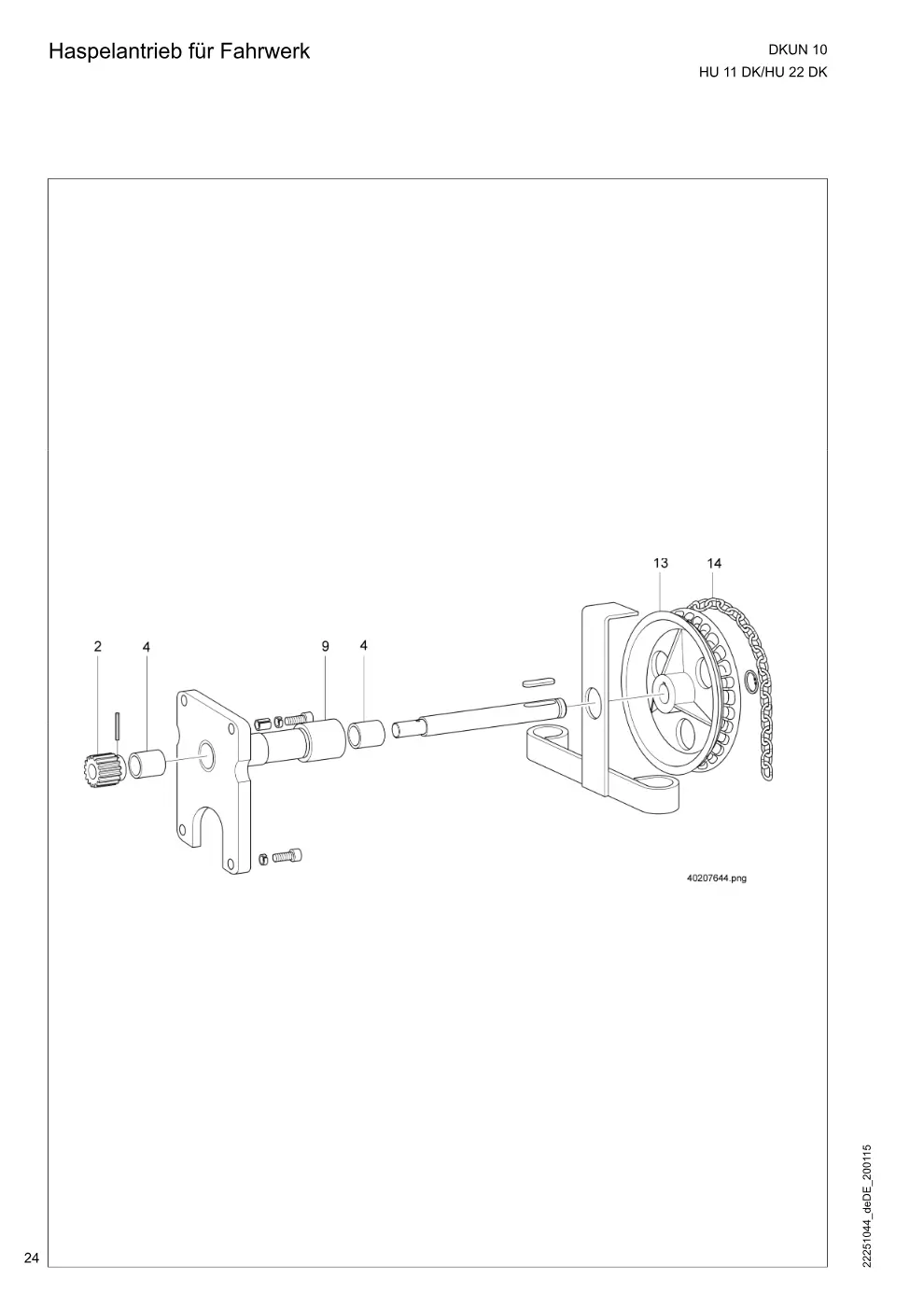 Demag DKUN 10 – Haspelantrieb für Fahrwerk, Zeichnung Seite 24
