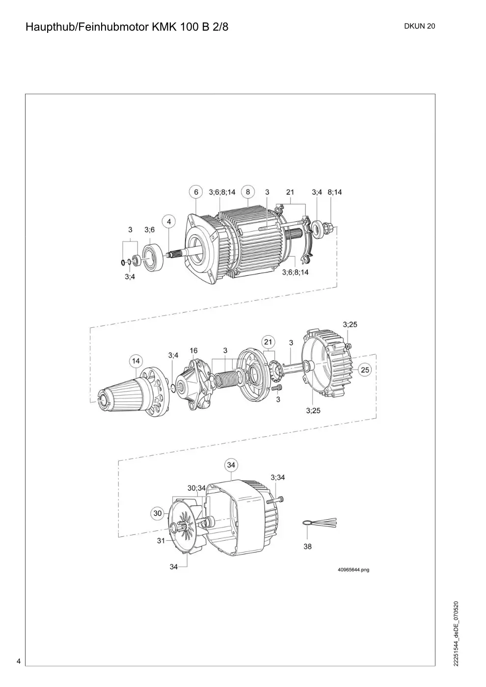 Demag DKUN 20 – Haupthub/Feinhubmotor KMK 100 B 2/8, Zeichnung Seite 4