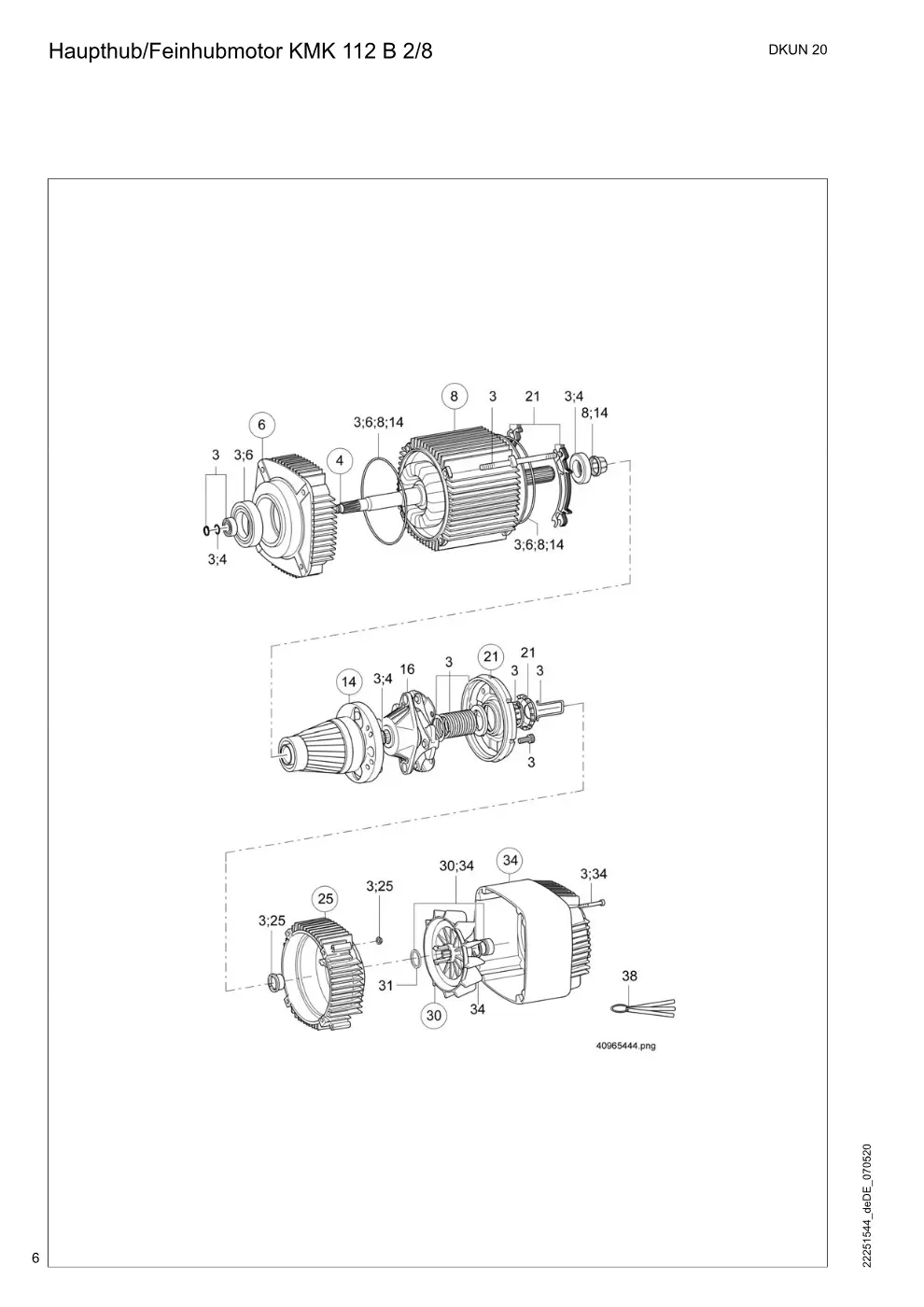 Demag DKUN 20 – Haupthub/Feinhubmotor KMK 112 B 2/8, Zeichnung Seite 6