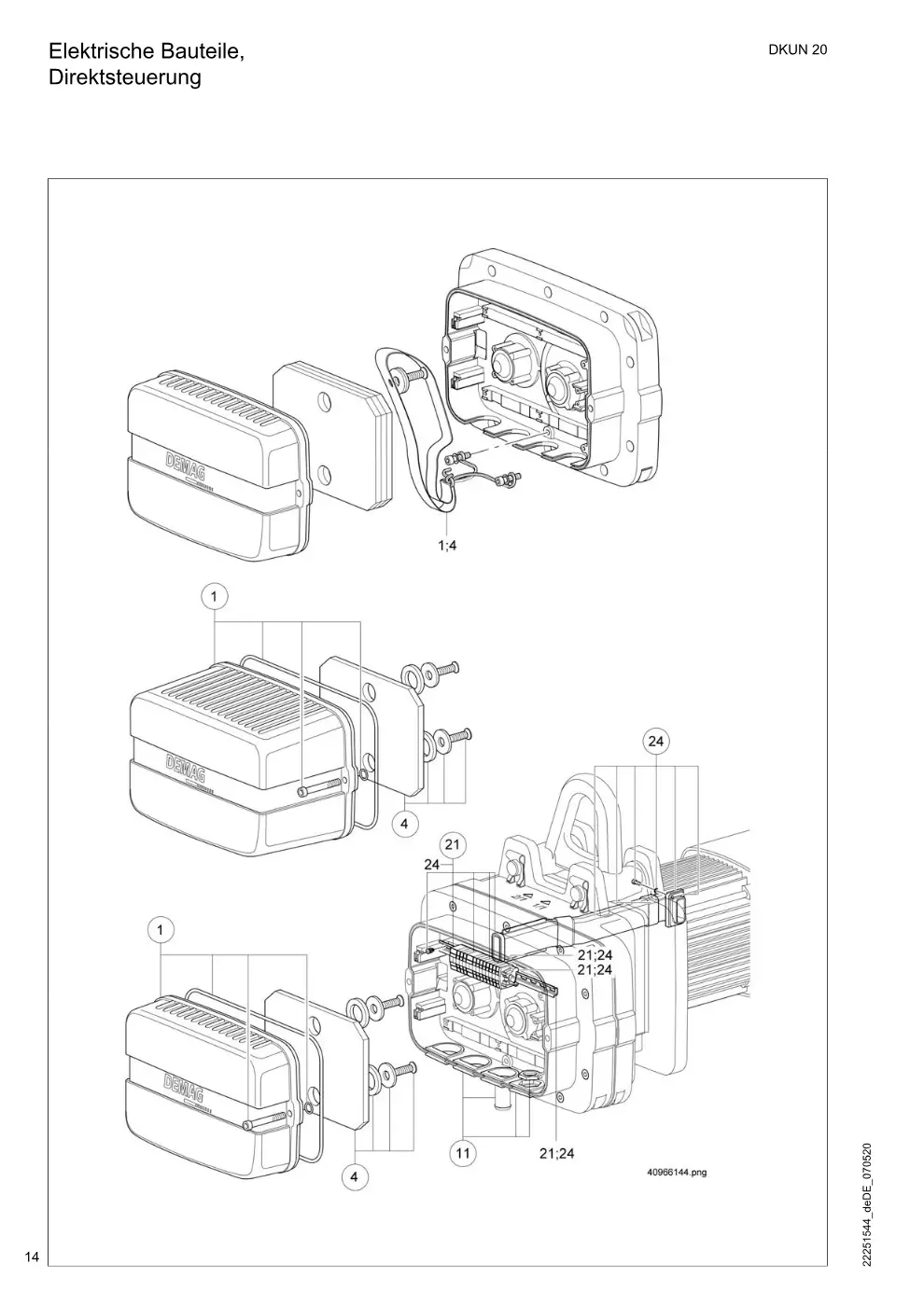 Demag DKUN 20 – Elektrische Bauteile, Direktsteuerung, Zeichnung Seite 14