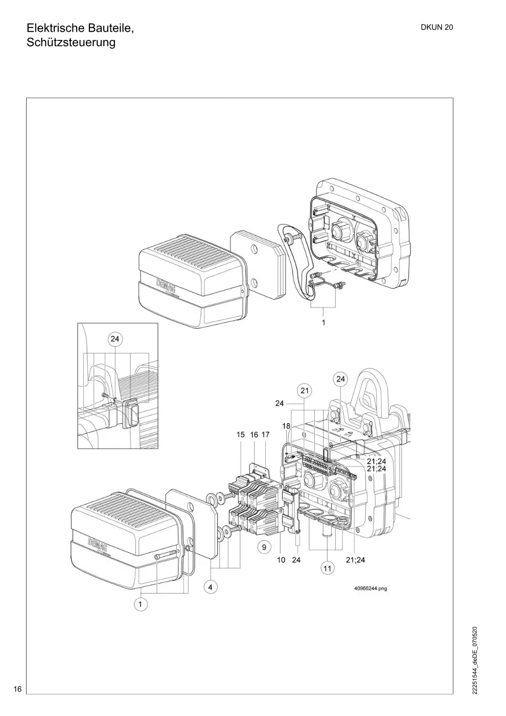 Demag DKUN 20 – Elektrische Bauteile, Schützsteuerung, Zeichnung Seite 16