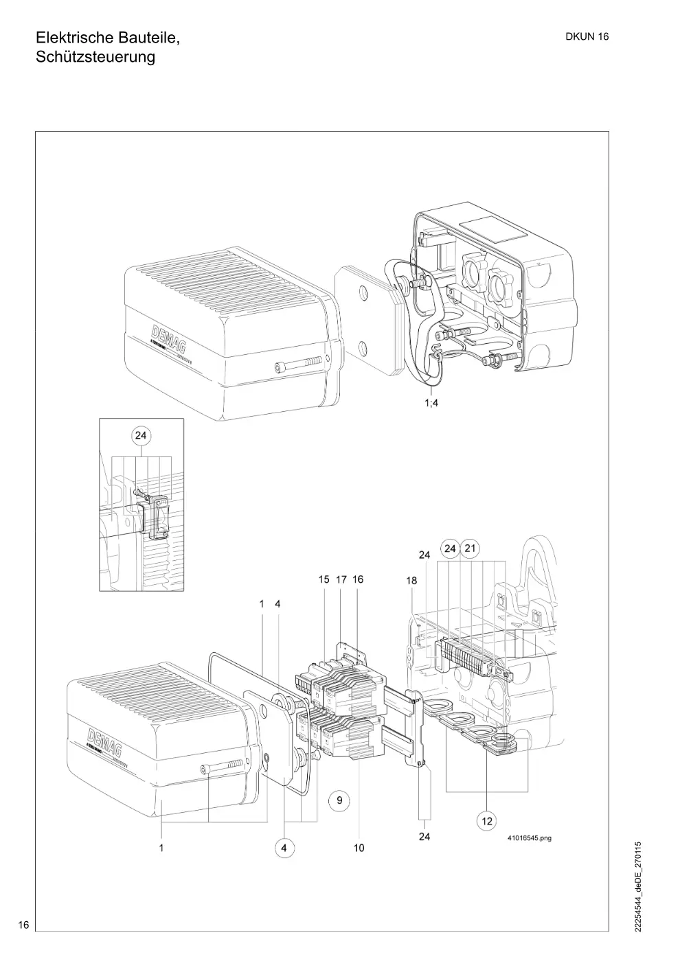 Demag DKUN 16 – Elektrische Bauteile, Schützsteuerung, Zeichnung Seite 16