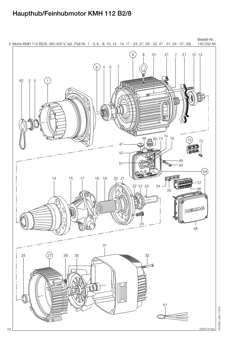 Demag DH 160 – Haupthub/Feinhubmotor KMH 112 B2/8, Zeichnung Seite 10