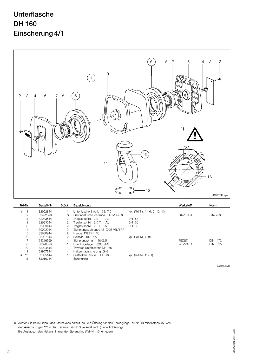 Demag DH 160 – Unterflasche DH 160, Zeichnung Seite 24