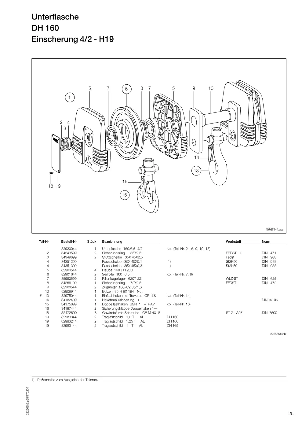 Demag DH 160 – Unterflasche DH 160, Zeichnung Seite 25