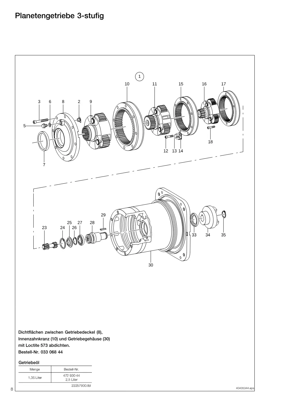 Demag DH 325 – Planetengetriebe 3-stufig, Zeichnung Seite 8