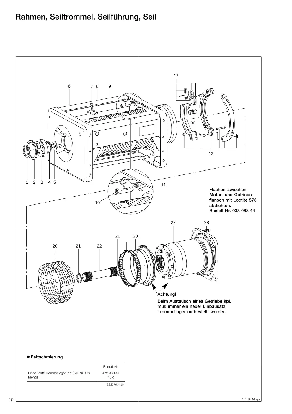 Demag DH 325 – Rahmen, Seiltrommel, Seilführung, Seil, Zeichnung Seite 10