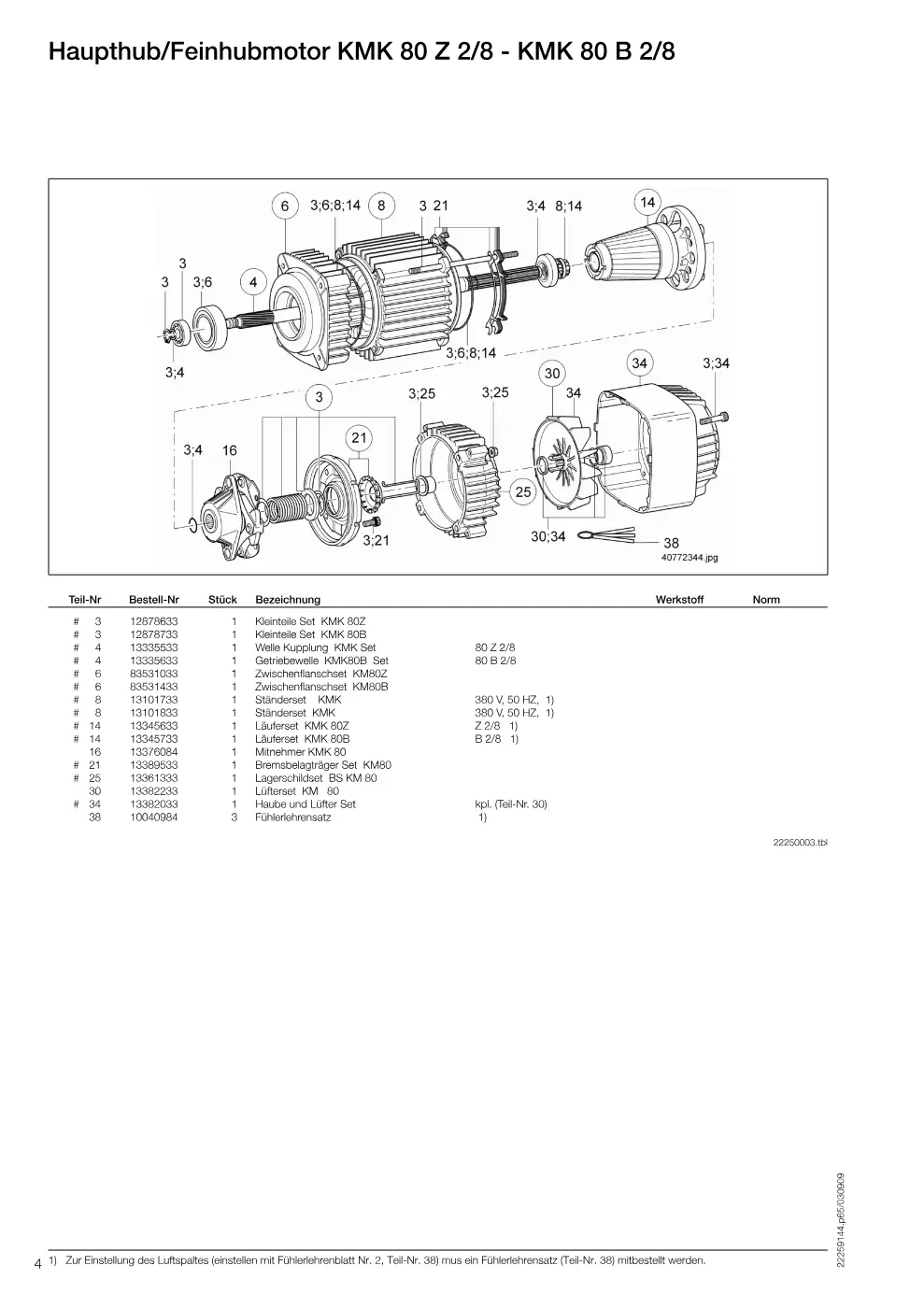Demag Manulift DKM 2 – Haupthub/Feinhubmotor KMK 80 Z 2/8 - KMK 80 B 2/8, Zeichnung Seite 4