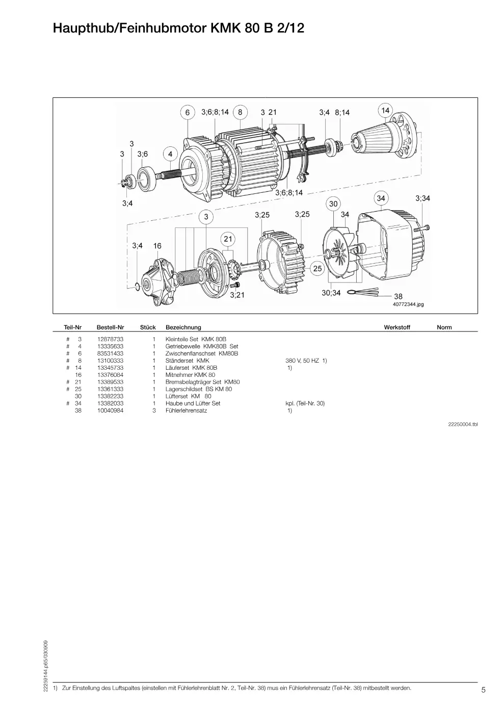 Demag Manulift DKM 2 – Haupthub/Feinhubmotor KMK 80 B 2/12, Zeichnung Seite 5
