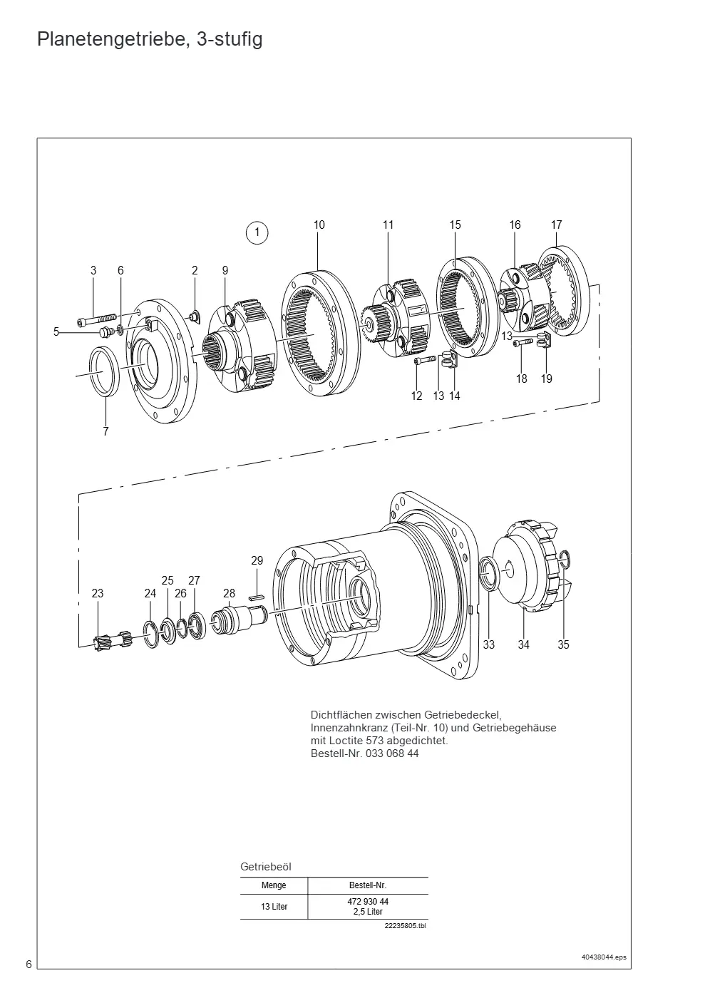 Demag DH 2080 H47 KV2 1/1 F10 – Planetengetriebe, 3-stufig, Zeichnung Seite 6