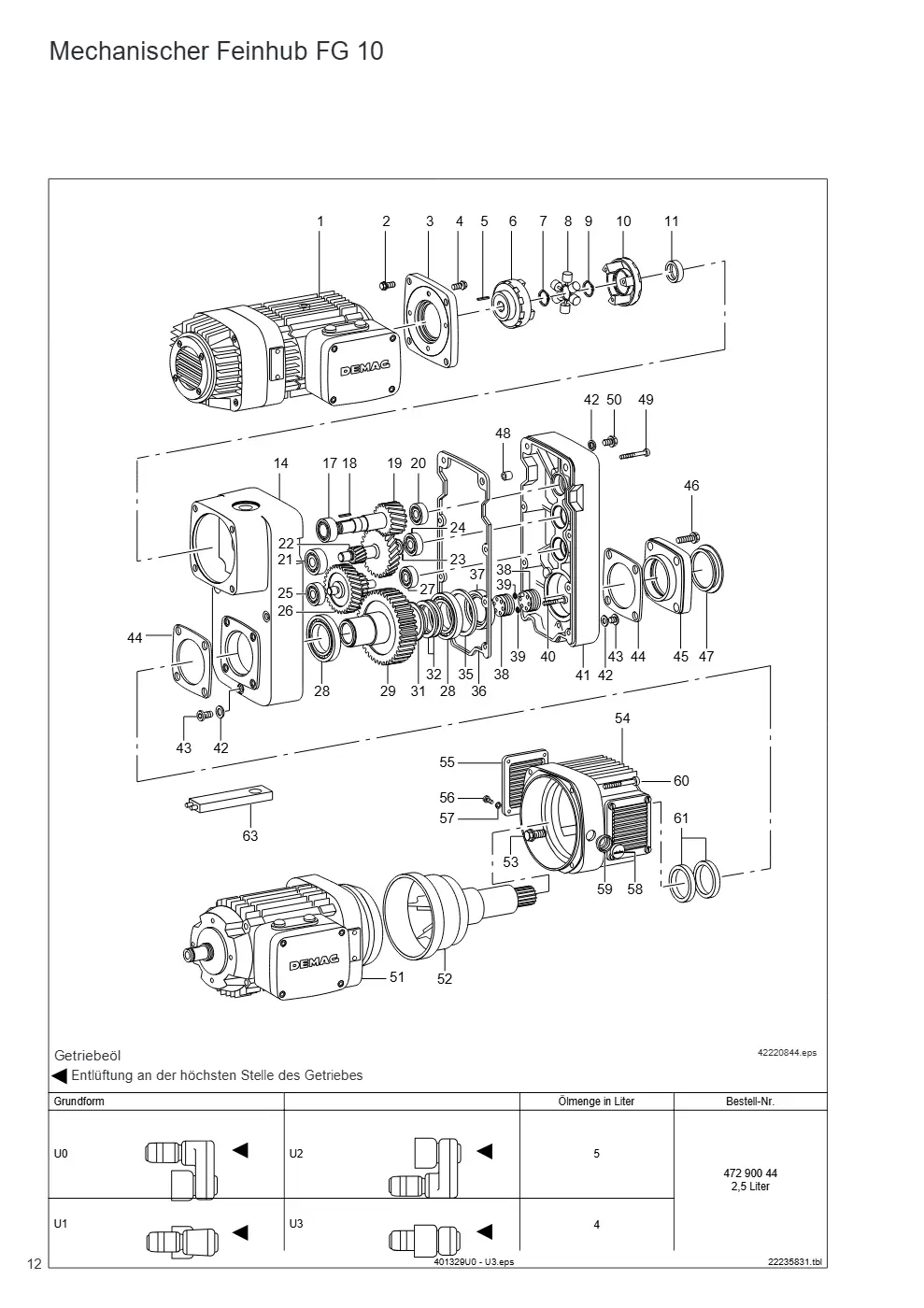 Demag DH 2080 H47 KV2 1/1 F10 – Mechanischer Feinhub FG 10, Zeichnung Seite 12