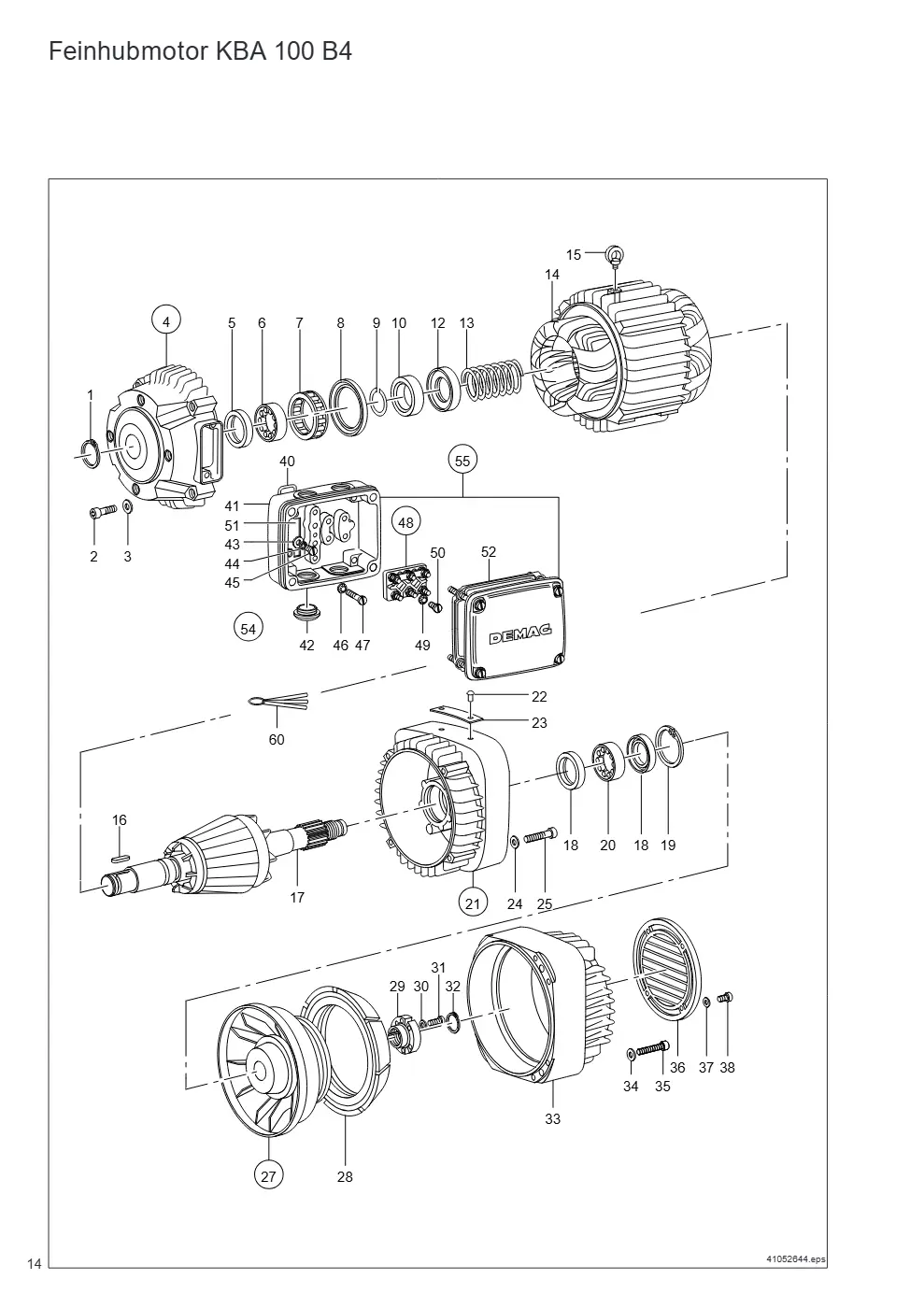 Demag DH 2080 H47 KV2 1/1 F10 – Feinhubmotor KBA 100 B4, Zeichnung Seite 14