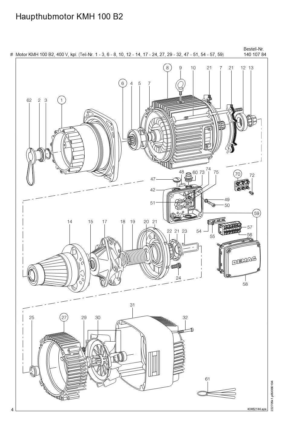 Demag DH 200 ab 1.6.1997 – Haupthubmotor KMH 100 B2, Zeichnung Seite 4